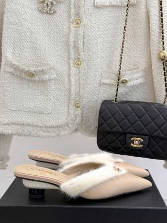 厂价 Chane*｜小香25C春夏新品 兔毛尖头穆勒半拖鞋 这穆勒半拖也太美了吧！ 一眼看见就念念不忘 小尖头搭配兔毛设计元素Yyds！ 上脚真的太绝了贼拉显瘦 - 点击图像关闭