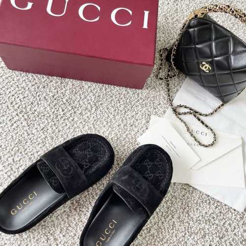 gucci古奇25年新款 G家Logo压花穆勒半拖鞋 牛津 原版大底 正码:35-39订做40.41.42