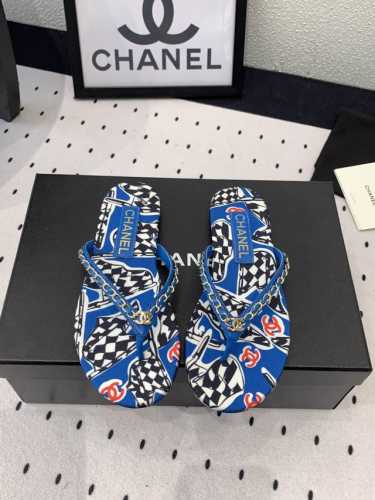 Chanel春夏爆款人字拖鞋 各大社交平台热门款 上脚不卡不磨脚 质感软舒服 进口羊皮链条面料 羊皮内里 意大利真皮大底 Size:35-40