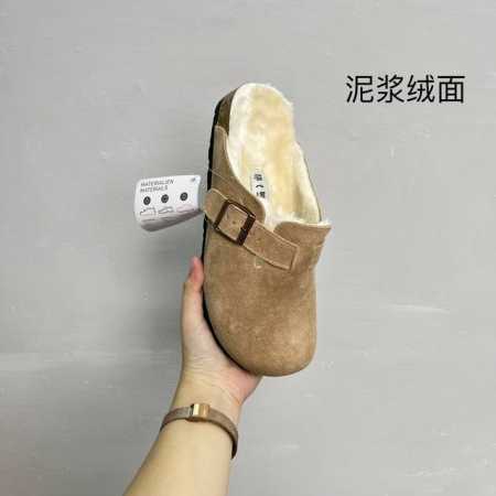 橙子出厂价 德国 BIRKENSTOCK 秋冬新款 加绒勃肯鞋 包头半拖 全真皮 原版大底 原标原盒 男女同款 情侣款 码数：35-44 颜色：泥浆绒面 - 点击图像关闭