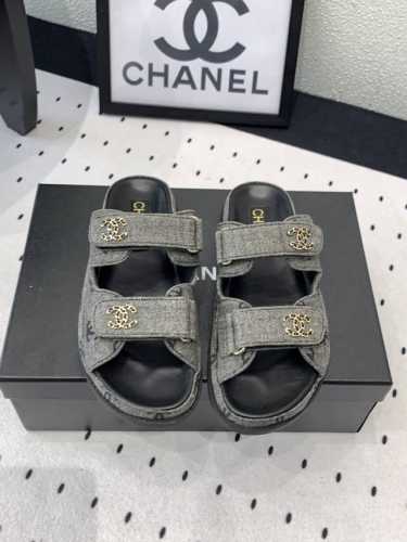 Chanel新款沙滩鞋 高版本出货 上脚舒适超显腿型 夏季出行旅游必备单品 原版牛子布鞋面 羊皮垫脚 原版开模大底 Size: 35-39 40 41订做