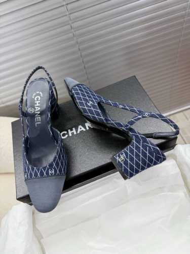 chanel，6.5Cm粗跟凉鞋，