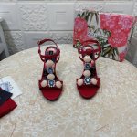Dg.顶级版本.高品质 2024新款 专柜同步 1:1开模 贝壳水钻饰高跟凉鞋 鞋面：牛皮 内里：羊皮 跟高: 10.5Cm 大底：A级原版黑色真皮大底 码数：