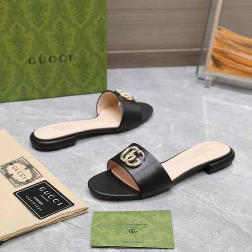 独家顶级版本 Gucci古*驰2025春夏最新爆款凉拖鞋系列 圆头纯色钻扣后空凉鞋 最新双G水钻饰扣原单品质 原汁原味的欧式风格，上脚非常完美穿搭上配此鞋，优雅