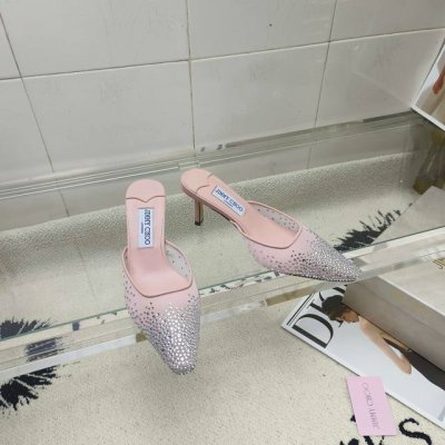 Jimmy Choo 经典水晶网纱仙女小方头高跟拖鞋半拖超级仙的一款啊！美得让人窒息 超闪昂贵施华洛世奇水晶钻 Bling Bling滴..上脚超级无敌女神范