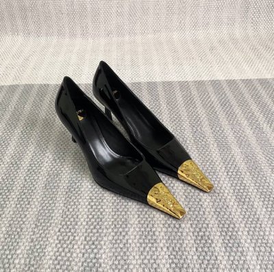 6.5cm正确版最高版本 SAINT LAUREN* * 24 春夏大热全新金方头高跟鞋！简约简约得来又有高级感夏日派对一对高级感值得每一个女性入手 z品全身定