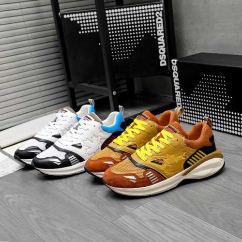 商品商标：Dsquared2 情侣款休闲鞋 正码码数: 35-46 商品材料：精选牛皮拼接鞋面 透气网内里 牛皮鞋墊 原版大底