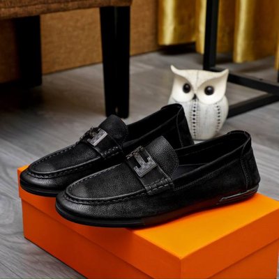 工厂P价 Hermes 爱马仕专柜同款经典套脚鞋1:1开模原单品质采用进口头层牛皮皮内里超高档男鞋皮鞋沉实稳重 非常特别 黑色可选，码数38-44