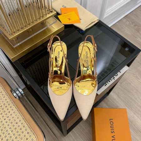 Louis Vuitton 路易威登 2024 L家2024春夏新品 专柜主打爆款尖头高跟凉鞋系列 鞋面：真丝 压纹 内里：羊皮 大底：意大利进口真皮大底 跟高 - 点击图像关闭