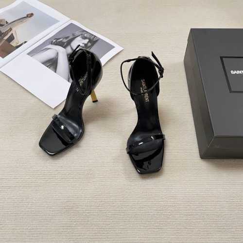 橙子出厂价p saint Laurent 圣罗兰 Ysl初夏新款 金跟一字带方头高跟凉鞋 高跟鞋 跟高 7Cm 9Cm 码数 34-41