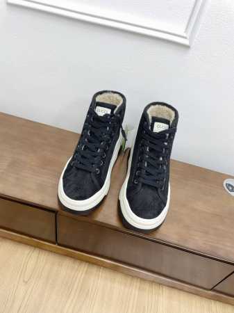 女 男款10代购级Gucci tennis 1977 经典厚底羊毛鞋 最新秋冬季新品，情侣款 加厚纯羊毛，羊毛板鞋，高帮鞋~~~ 面料：经典双G压纹磨砂皮 内里 - 点击图像关闭