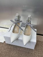 工厂p价p j Adior织带女鞋 迪奥 Dior 2025 春夏新款Toujours 冲孔刺绣字母Logo中跟蝴蝶结拼色单鞋 市场顶级高端版本 材质 鞋面进口