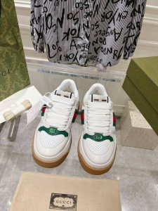 顶级版本 Gucci最新款胖嘟嘟厚底脏脏鞋~~情侣款休闲鞋，6Cm增高鞋~~ 鞋面擦色牛皮拼接经典双g皮面p料，皮里细腻吸汗透气，垫脚乳胶注塑一体，私模6Cm厚