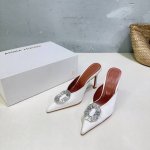 高品质出厂 ！小众潮牌Amina Muaddi阿米娜25春夏新品极简水晶钻扣高跟凉拖鞋！一双非常有气质的高跟鞋，优雅风格、创造不一样的感觉，约会，婚礼，派对，你