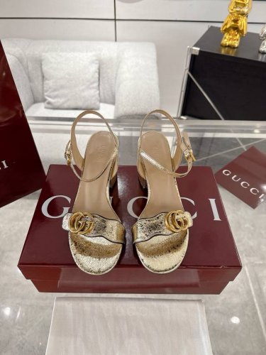 高端版Gucci 双G扣高跟系带凉鞋仙女们 必须入的一款单品 意大利真皮底 跟高 7.5Cm 码数:35-42 40-42定做不退换