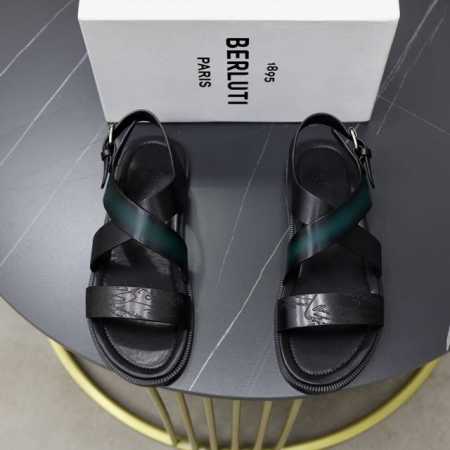 出厂价： Berluti 布鲁提 顶级手工上色牛皮男士拖鞋！ 全手工制作！有装饰的sifnos Scritto图纹皮革拖鞋！官！采用进口皮胚古法上色改色处理 鞋 - 点击图像关闭
