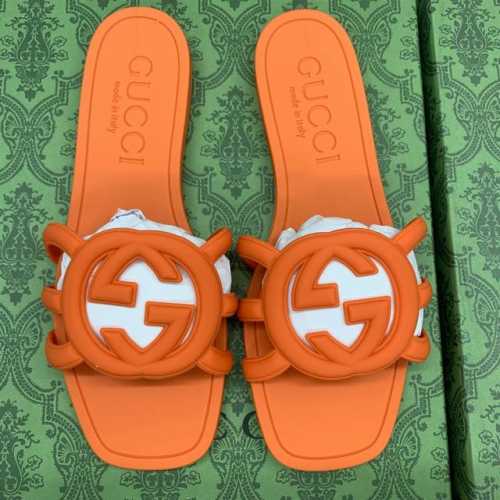 橙子出厂价p gucci 古驰春夏新款 沙滩果冻鞋 镂空拖鞋 凉拖 原版开模经典双G鞋面 原版开模橡胶注塑一体成型 双层组合大底 码数 35-42