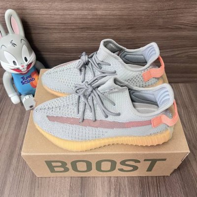 偏小一个码 顶级版本Adidas Originals Yeezy Boost 350 灰橙 True Form 减震耐磨 低帮 休闲运动鞋 男女同款 码数：36