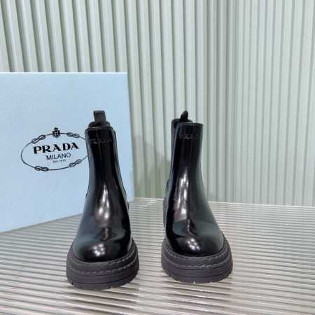 普拉达Prada 2024新款 厚底靴系列 简约大气百搭系列 牛皮／开边珠牛皮面 羊皮内里 原版大底 35-41码 - 点击图像关闭