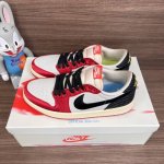 顶级版本Trophy Room X Jordan Air Jordan 1 Low O织物人造革 防滑 低帮 复古篮球鞋 男女同款 白黑红。 码数：36-46