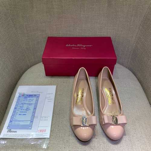橙子出厂价 Ferragamo 菲拉格慕 经典蝴蝶结圆头平底鞋 粗跟单鞋 高跟鞋 跟高：平底、4Cm、7Cm 码数：34-42