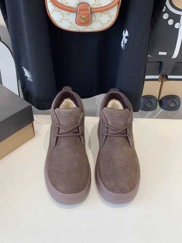 出厂价 UGG2024秋冬季新款男士舒适平底系带纯色圆头时尚休闲短靴 1151773， 牛皮磨砂面+内里真羊毛+橡胶大底 码数40-45