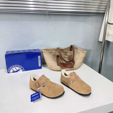 高品质出厂半拖 ！包子鞋 ！小众潮牌情侣款！BIRKENSTOCK 勃肯24ss秋冬新色休闲懒人鞋保暖羊毛包头半拖、包子鞋秋冬人手必备一双的勃肯鞋。乳木软胶鞋底 - 点击图像关闭