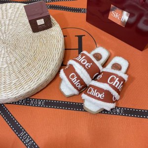 橙子出厂价 Chloe 克洛伊 秋冬新款 帆布拼接毛毛拖鞋 罗马凉拖鞋 原版开模 代购版本 定制交叉毛毛面料 人工固特异手法穿线 进口超迁垫脚 原版复刻大底 码