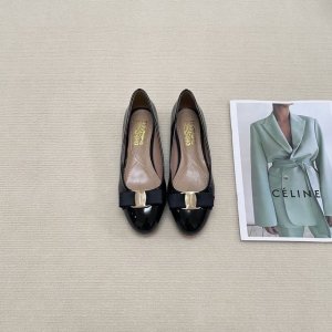 橙子出厂价p ferragamo 菲拉格慕 经典蝴蝶结 圆头玛丽珍鞋 平底鞋 粗跟单鞋 高跟鞋 跟高 平底 4Cm 7Cm 码数 34-42