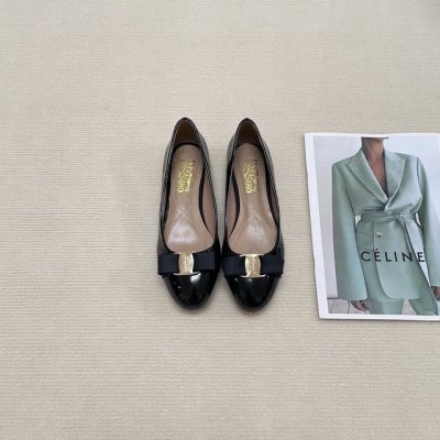 橙子出厂价p ferragamo 菲拉格慕 经典蝴蝶结 圆头玛丽珍鞋 平底鞋 粗跟单鞋 高跟鞋 跟高 平底 4Cm 7Cm 码数 34-42