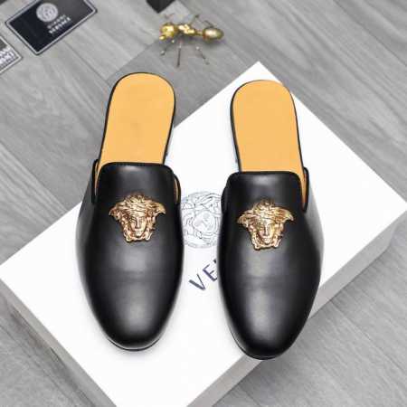 商品商标：Versace 范思哲 半拖 拖鞋 正码码数: 38-44 45订做不退换 商品材料：精选牛皮鞋面 牛皮内里 原版大底 - 点击图像关闭