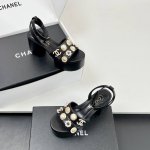 工厂P价 高版本！！太美啦Chanel2025新款厚底高跟防水台恨天高凉鞋 真的太美啦吧！ 香奈儿属于夏天的颜色 仙女必备爆款 太喜欢这双鞋了 Chanel 2