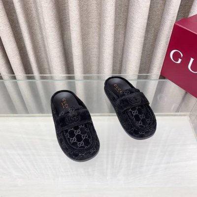 gucci 古驰专柜最新色经典时尚半包拖鞋 原版1:1复制，羊皮垫脚，意大利真皮大底 码数：35～39 40、41定做不退换