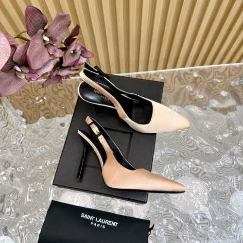 YSL 圣罗兰 SS2024夏季新品 走秀款高跟凉鞋 2024全新春夏系列后带方扣高跟凉鞋 ！ 尖头高跟拖鞋淡淡的夏日里怎么少得了一双仙女鞋 各种小裙子搭配起来
