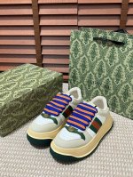 橙子出厂价 Gucci 古驰最新款胖嘟嘟厚底脏脏鞋~~情侣款休闲鞋，6cm增高鞋~~ 运动鞋板鞋 复古小脏鞋，鞋面擦色牛皮拼接经典双G布面料，毛巾布里细腻吸汗透