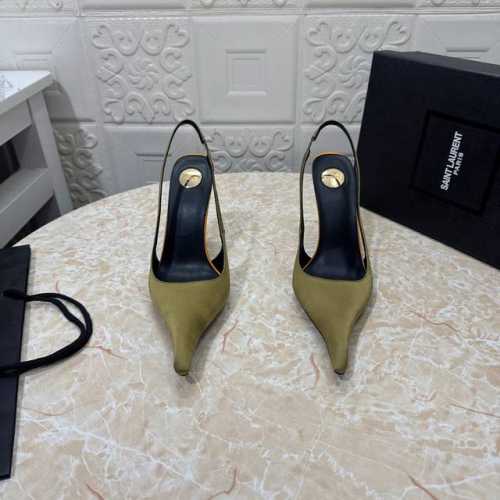 工厂p价 女装女鞋 运动原单 Ysl.顶级版本.高品质. 配置全套包装 2025新款 官网同步 1:1开模 尖头后空鞋 鞋面 漆皮 真丝 内里 羊皮 跟高: 1