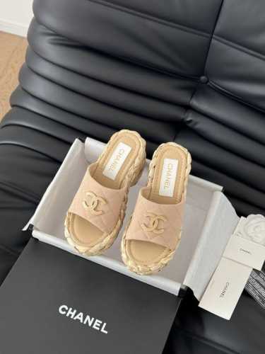 Chanel 25P新款双C编织拖鞋 新编织面料 编织鞋面 内里羊皮 原版大底 Size:35-39 其他码数定做