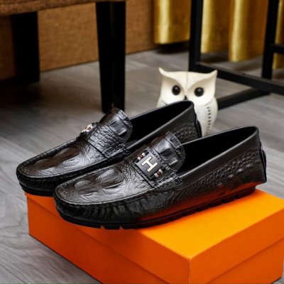 工厂价 Hermes 爱马仕专柜同款经典套脚鞋1:1开模原单品质采用进口头层牛皮猪皮内里超高档男鞋皮鞋沉实稳重 非常特别 黑色可选！码数38-44 45.46.