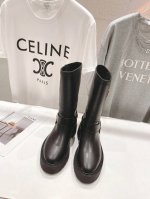高版本出厂 Celine*赛琳2024SS秋冬新款凯旋门压印logo双排小方扣复古中筒马丁靴切尔西靴 很休闲的英式风格，鞋底弹性很好，头层高端小牛皮真的质感非常