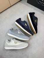 prada 普拉达 -高端品质 原单休闲运动鞋 -鞋面 反绒小牛皮 品牌高丝光帆布 鞋身车缝品牌金属扣件 鞋舌注塑品牌Logo -内里 水染牛皮 -大底 超轻T