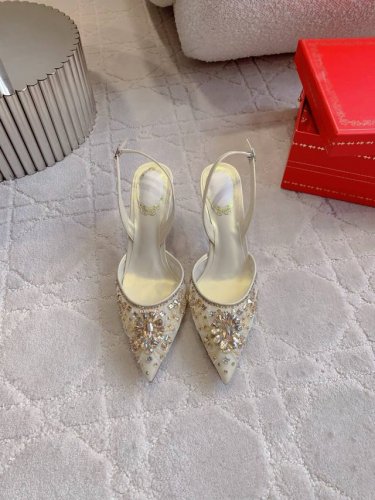 工厂p价 女装女鞋 运动原单 Ren* Caovill*重工水晶宝石系列高跟鞋 Bling Bling精致逼人 堪称工艺品 面料进口高密度网纱 手工镶嵌宝石水钻