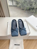 G213所见即所得Jacquemus25春夏新款方头鞋蝴蝶结半拖 单鞋！方头设计真的好时髦！牛仔裤 小裙子搭配不在话下！可可爱爱没有脑袋四方方的 时髦精必入的一