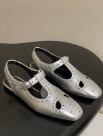 调工厂P价 女装女鞋 运动原单顶级品质 Hermes 爱马仕 H家25S春夏新款Kim露跟凉鞋 玛丽珍鞋 镂空雕花冲孔平底凉鞋 镂孔Nappa皮革Ghillie
