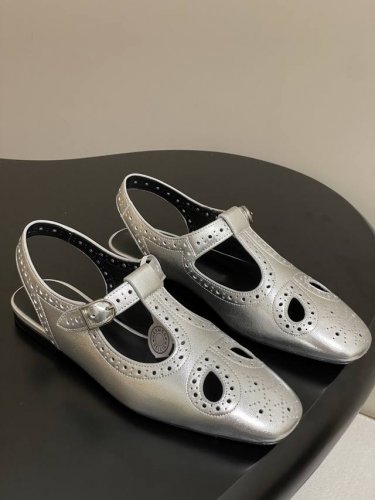 调工厂P价 女装女鞋 运动原单顶级品质 Hermes 爱马仕 H家25S春夏新款Kim露跟凉鞋 玛丽珍鞋 镂空雕花冲孔平底凉鞋 镂孔Nappa皮革Ghillie