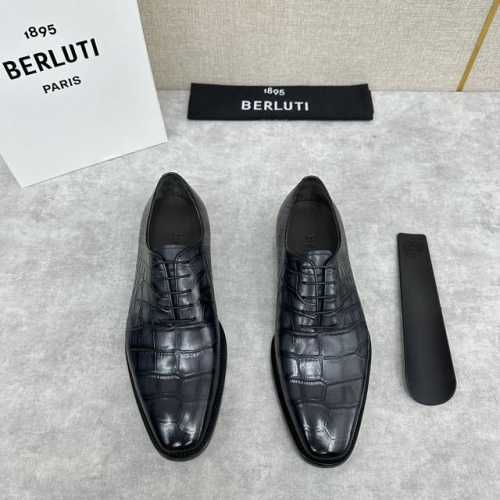 Berlut* 布鲁提 新款男士手工擦色正装皮鞋出货 独家渠道精品，甄选优质进口小牛皮鳄鱼压纹鞋面 手工擦色工艺处理效果 半固特异冷粘工艺 古朴大气 古文压花真