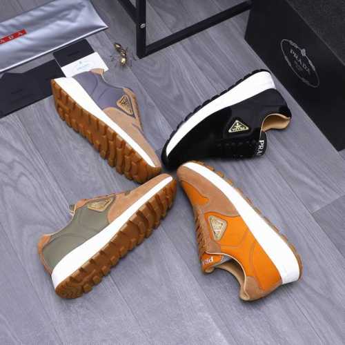 商品商标：Prada 普拉达 休闲系带男鞋 正码码数: 38-44 商品材料：精选 磨砂牛皮拼接布面 羊皮内里 原版大底