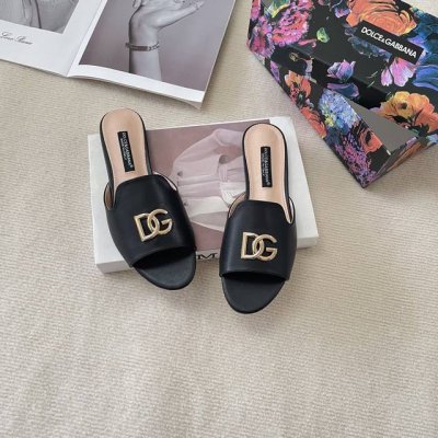 橙子出厂价p 杜嘉班纳 D&G 春夏新款 Dg金属扣平底拖鞋 休闲凉拖 码数 34-43