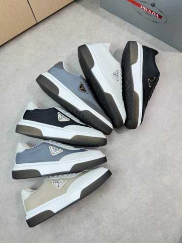 prada 普拉达 -高端品质 原单休闲运动鞋 -鞋面 纳帕小牛皮 品牌高丝光帆布 鞋身品牌金属扣件 鞋舌.后跟 丝印高周波品牌Logo -内里 水染牛皮 -大