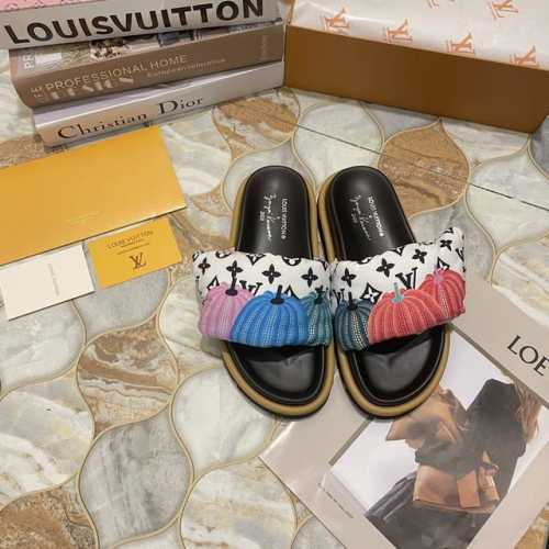 出厂 Louis Vuitton 路易威登 初夏专柜 官网同步 独家首发 Lv 南瓜 向日葵系列 面包拖 T台走秀款 小红书新潮穿搭 原版开模 代购版本 垫脚羊