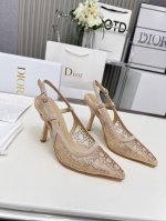 橡胶底 真皮底 迪奥 Dior 烫钻高跟鞋2025春夏最新提花烫钻图案凉鞋款. 原版购入. 特订材料. 一比一零差距复刻！材质：原版订制网面烫钻面+顶级羊皮内里